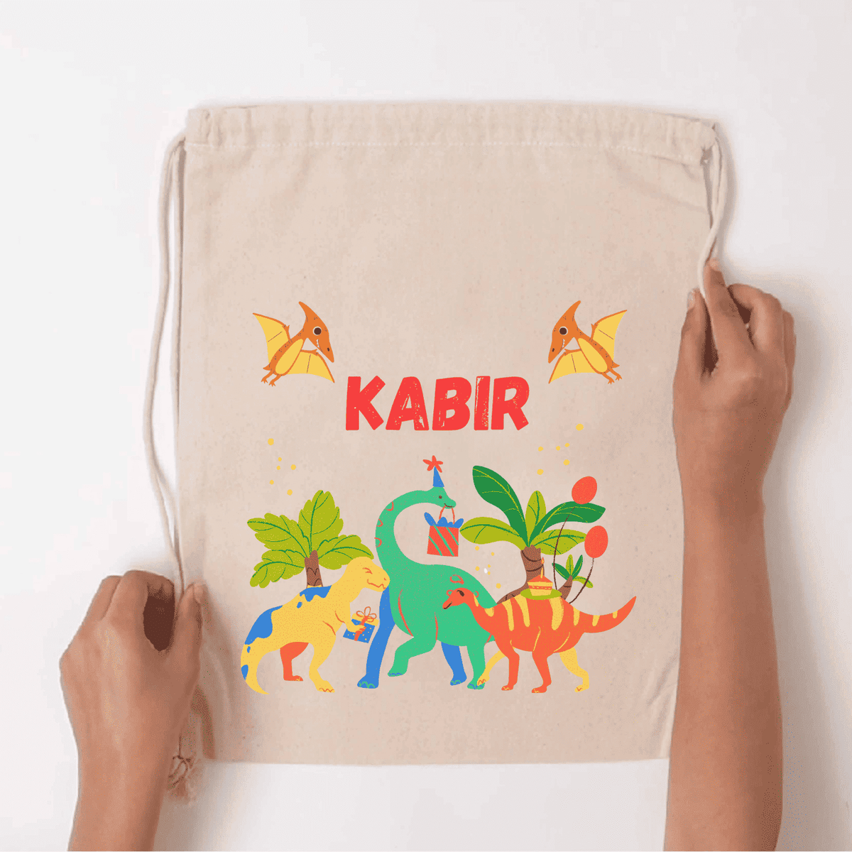 Custom Drawstring Bag - Jurassic Joyride - Chatterbox Labels - Drawstring Bag