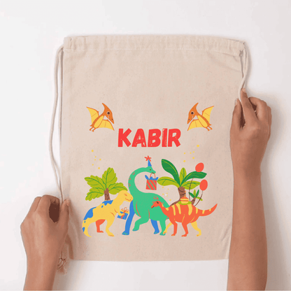 Custom Drawstring Bag - Jurassic Joyride - Chatterbox Labels - Drawstring Bag