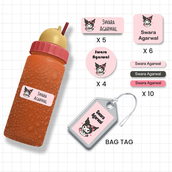 Assorted Shapes Waterproof Labels - Kuromi Theme - Chatterbox Labels - Personalised Waterproof Stickers - Opaque