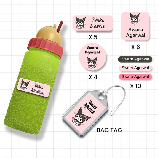 Assorted Shapes Waterproof Labels - Kuromi Anime - Chatterbox Labels-Personalised Waterproof Stickers - Opaque