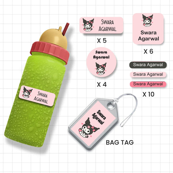 Assorted Shapes Waterproof Labels - Kuromi Anime - Chatterbox Labels-Personalised Waterproof Stickers - Opaque