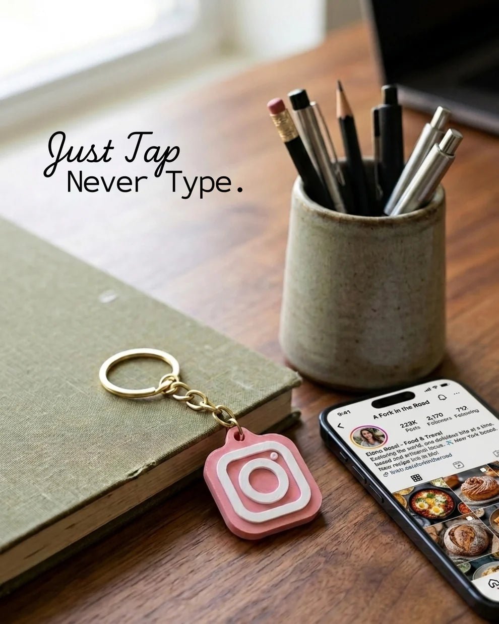 Custom 3D Printed NFC Instagram Keychain - Chatterbox Labels-Keychain