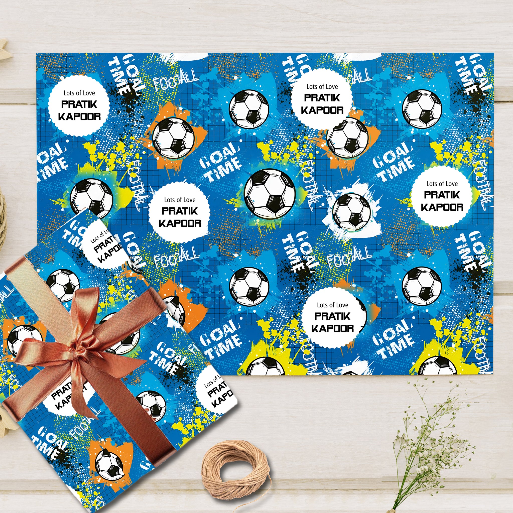 Custom Gift Wrapping Paper - Kickstart Football Design
