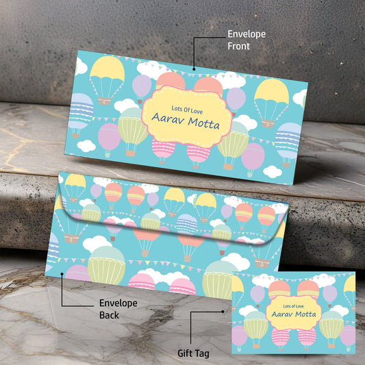 Personalised Money Envelopes - Kiddie Hot Air Balloon Theme - Set of 20 - Chatterbox Labels-Envelopes