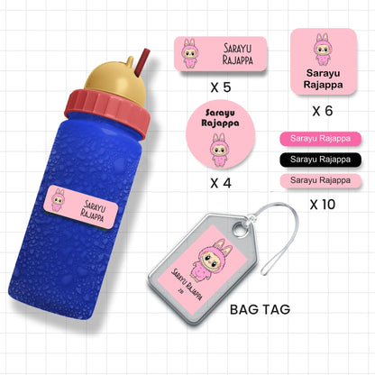 Assorted Shapes Waterproof Labels - Labubu Theme - Chatterbox Labels-Personalised Waterproof Stickers - Opaque