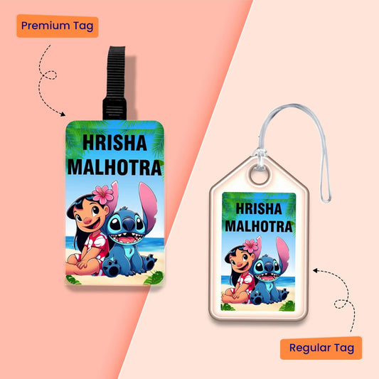 Personalized Bag Tags for Kids - Set of 5 - Lilo & Stitch Design - Chatterbox Labels - Luggage Tags