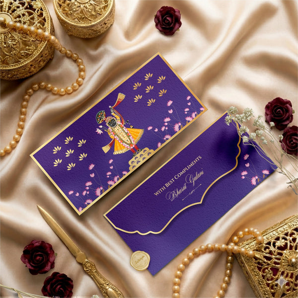 Luxe Gold Foil Money Envelopes - Shreenathji Lotus Motif - Chatterbox Labels - Luxe Envelopes