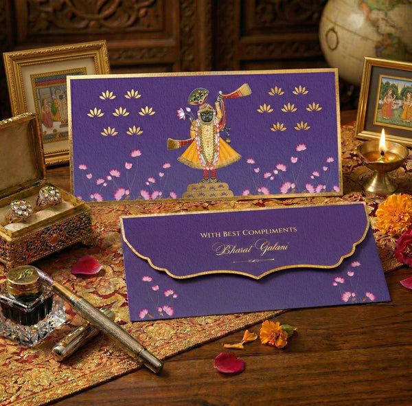 Luxe Gold Foil Money Envelopes - Shreenathji Lotus Motif - Chatterbox Labels - Luxe Envelopes