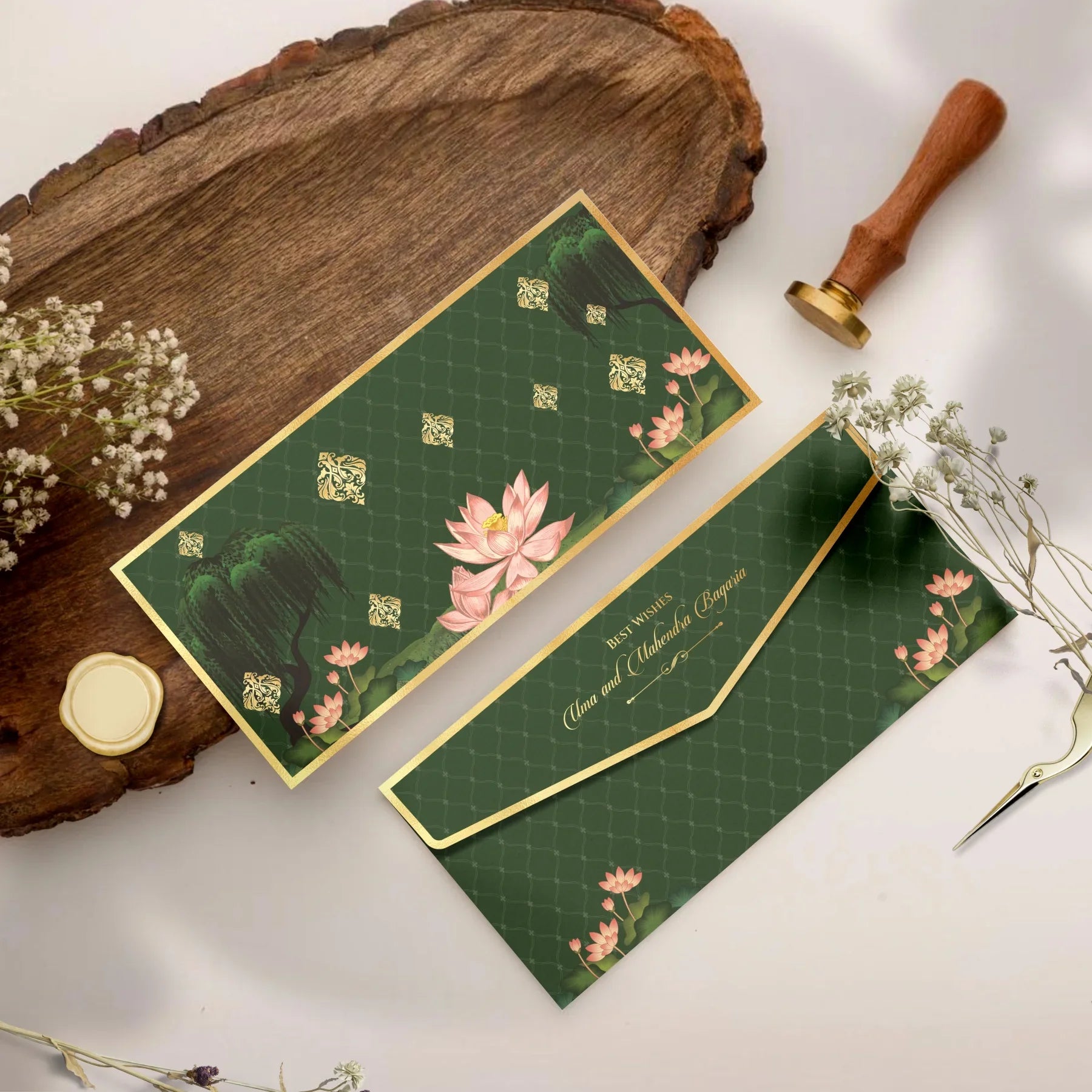 Luxe Gold Foil Money Envelopes - Lotus Serenity