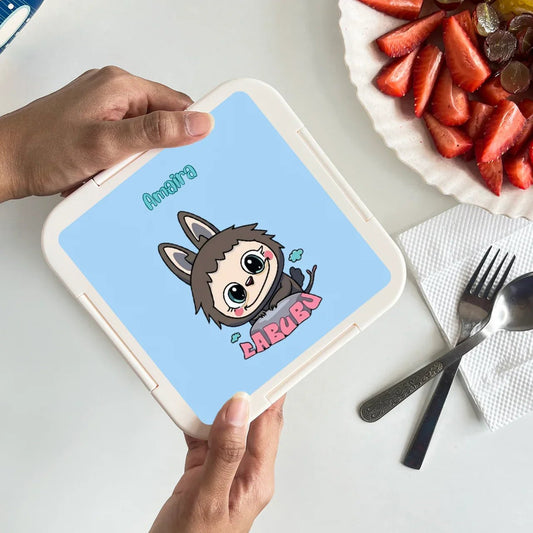 Custom Snack Box & Lunch Box for kids - Labubu Design - Chatterbox Labels - Lunch Box