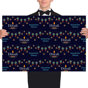 Personalised Happy Diwali Gift Wrapping Paper -Lantern Cascade Theme -10 Large Sheets Chatterbox Labels