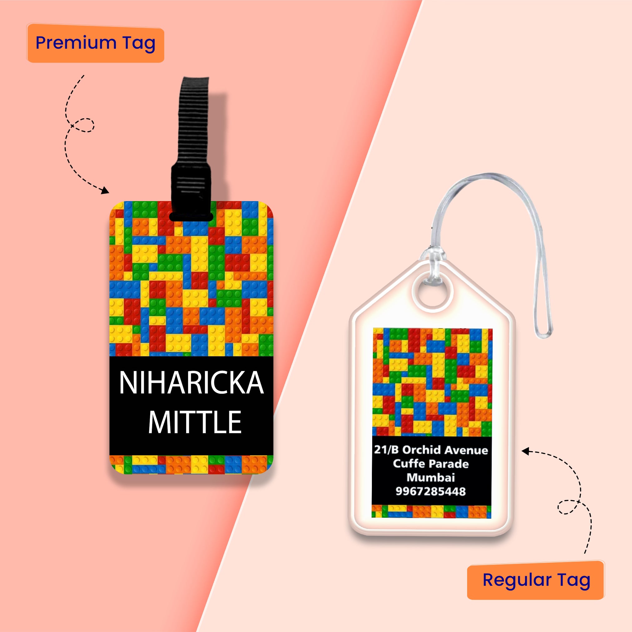 Personalized Bag Tags for Kids - Set of 5 - Lego