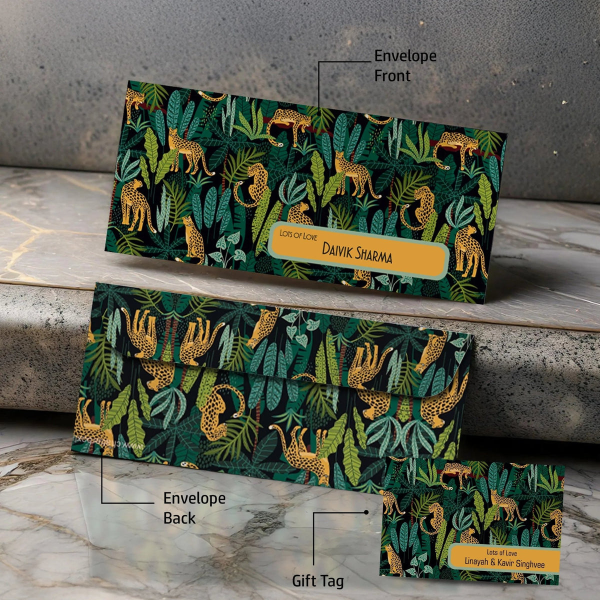 Set of 20 Custom Leopard Theme Money Envelopes