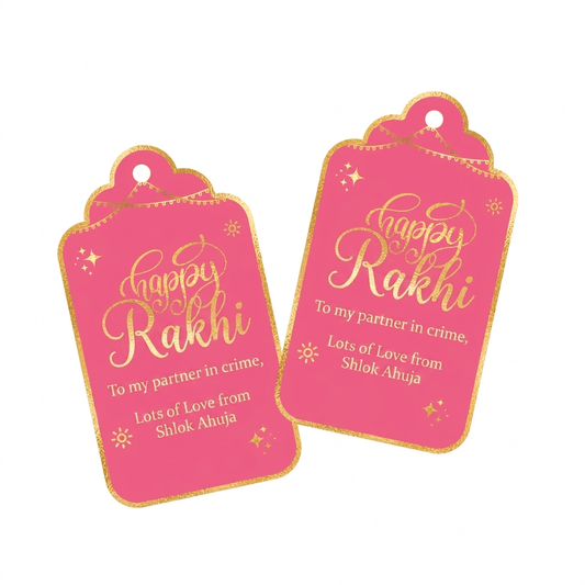 Custom Happy Rakhi Gold Foil Gift Tags - Chatterbox Labels-Gift Tags