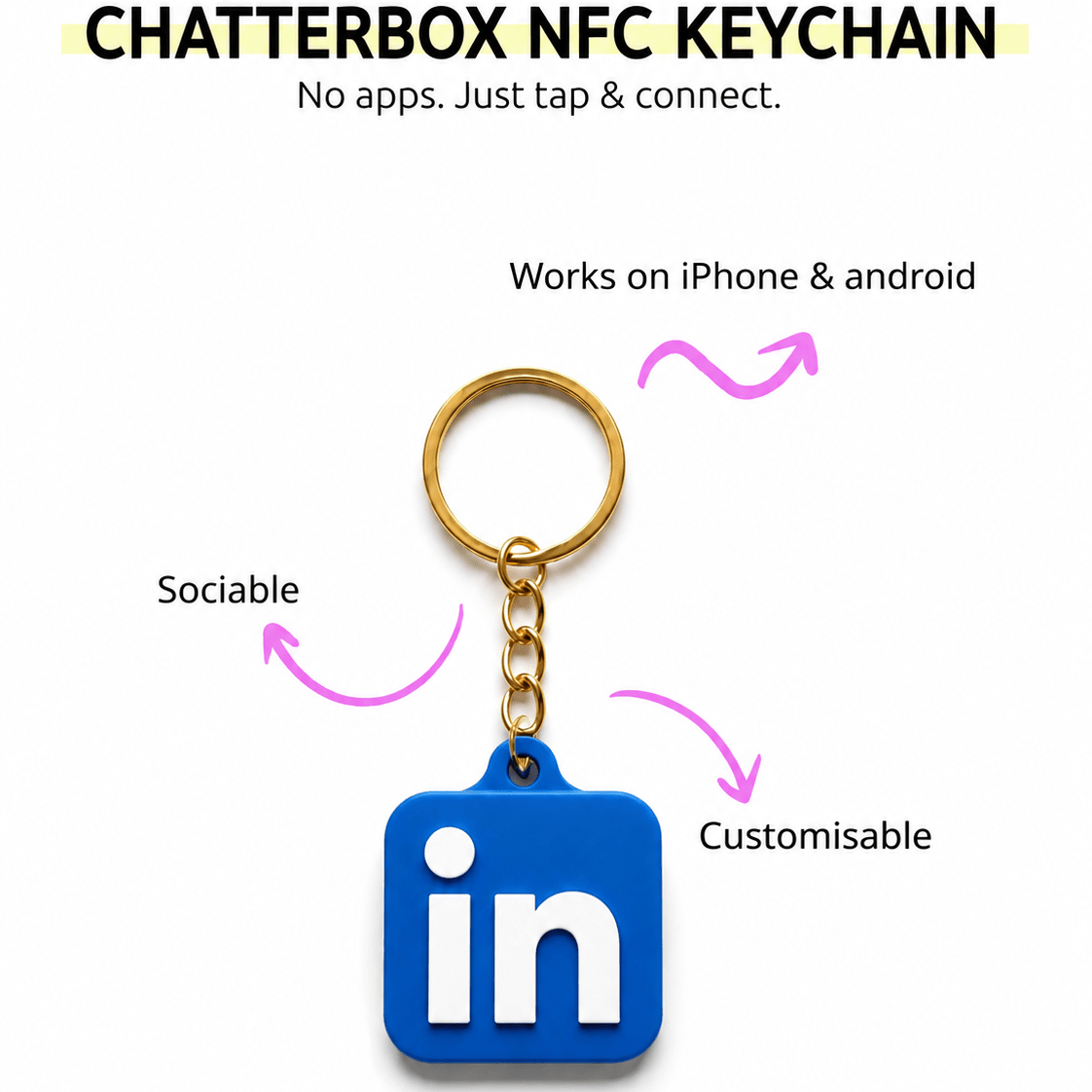 Custom 3D Printed NFC LinkedIn Keychain