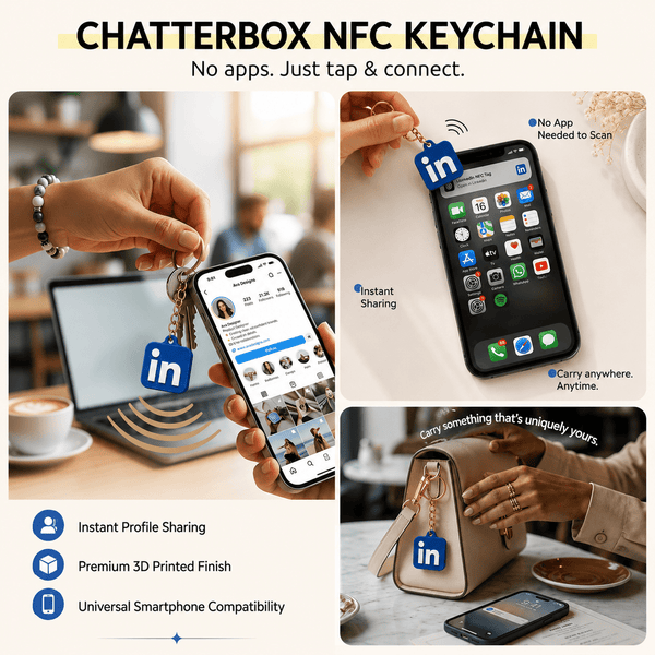 Custom 3D Printed NFC LinkedIn Keychain - Chatterbox Labels-Keychain