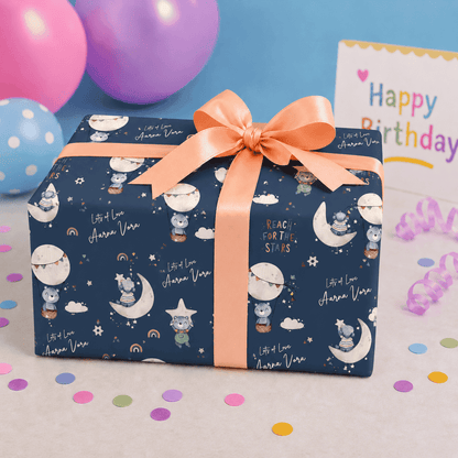 Custom Gift Wrapping Paper for Kids - Galaxy Bear Design - Chatterbox Labels - Wrapping Paper