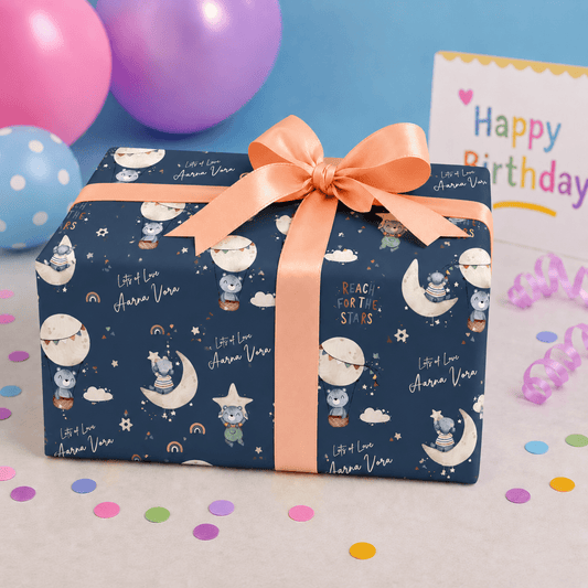 Custom Gift Wrapping Paper for Kids - Galaxy Bear Design - Chatterbox Labels - Wrapping Paper