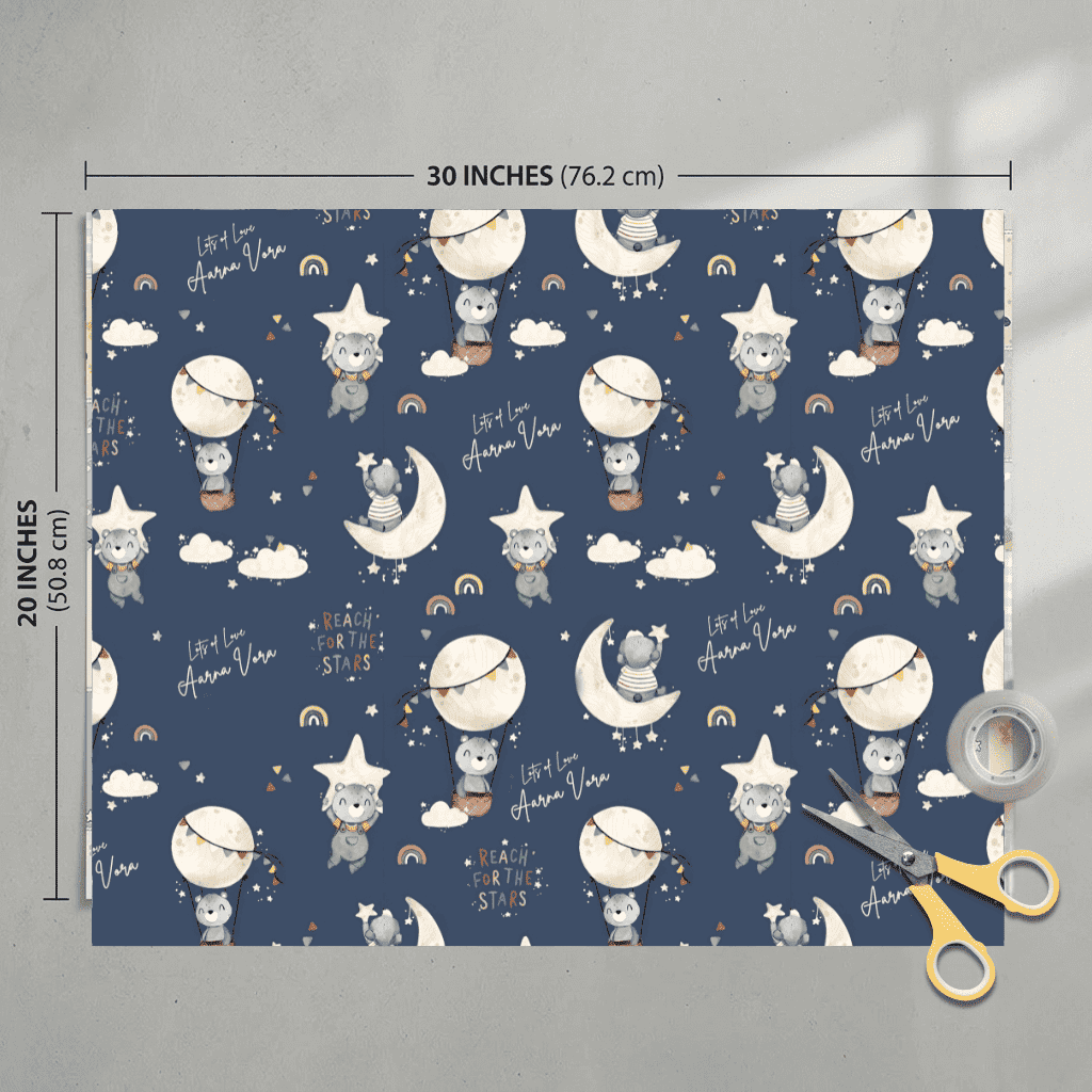 Custom Gift Wrapping Paper for Kids - Galaxy Bear Design - Chatterbox Labels - Wrapping Paper