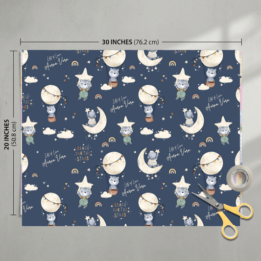 Custom Gift Wrapping Paper for Kids - Galaxy Bear Design - Chatterbox Labels - Wrapping Paper