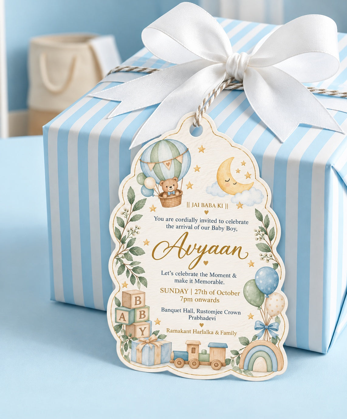 Baby Shower & Birth Announcement Gift Tags in a Little Sky Design