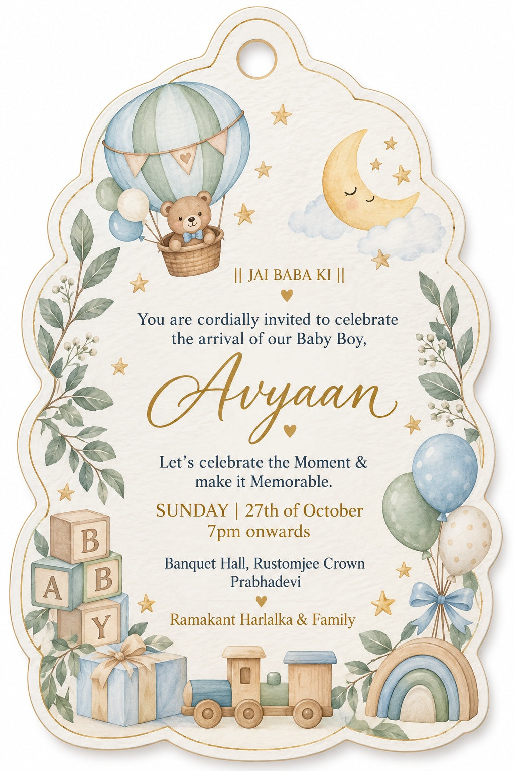 Baby Shower & Birth Announcement Gift Tags in a Little Sky Design