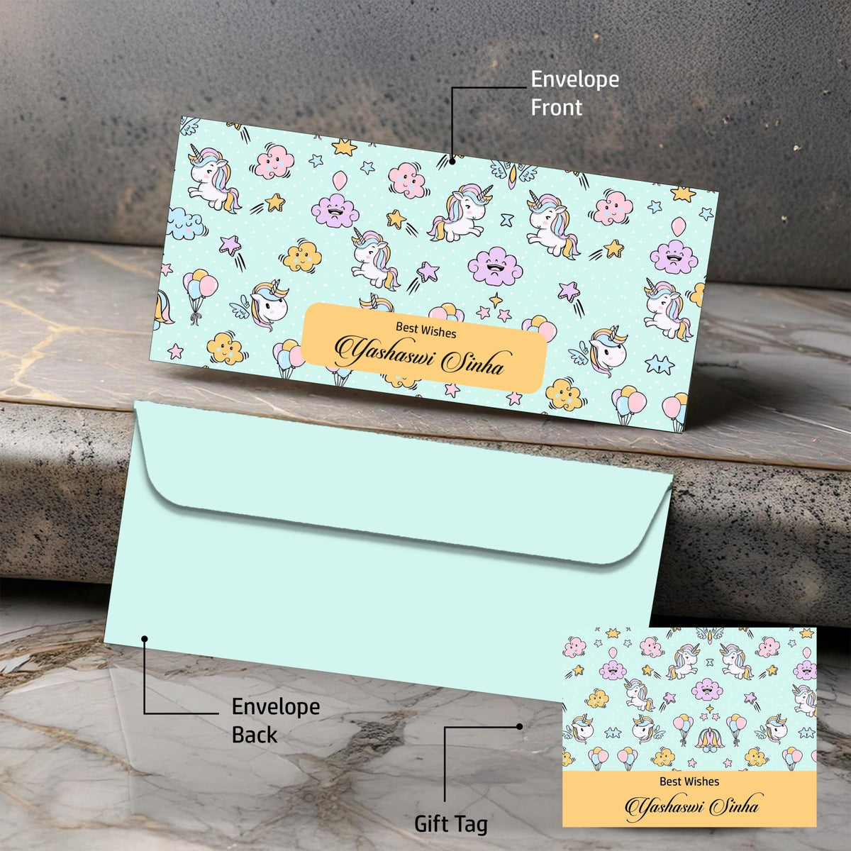Personalised Money Envelopes - Little Unicorn Theme - Set of 20 - Chatterbox Labels-Envelopes