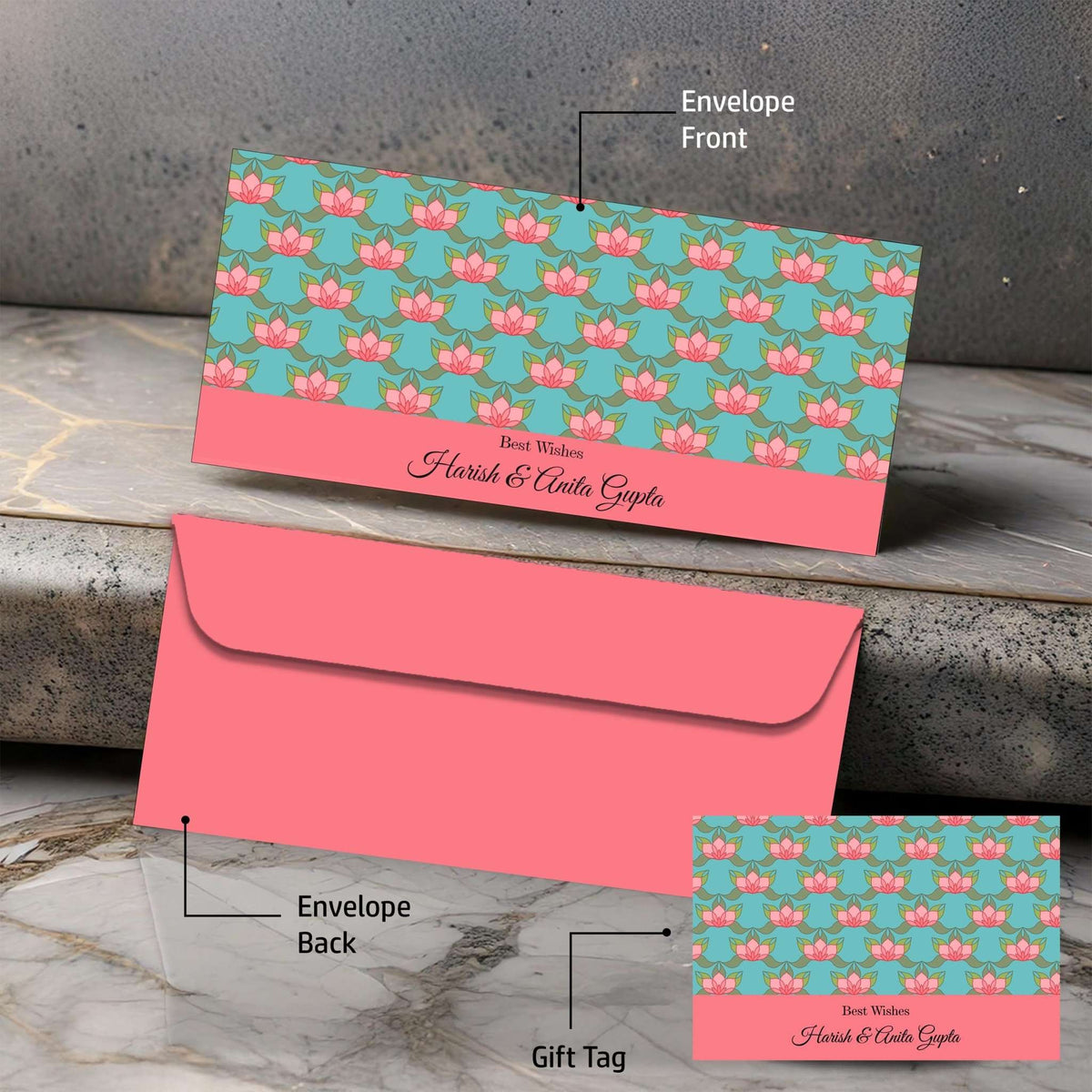 Personalised Money Envelopes - Lotus Theme - Chatterbox Labels-Envelopes