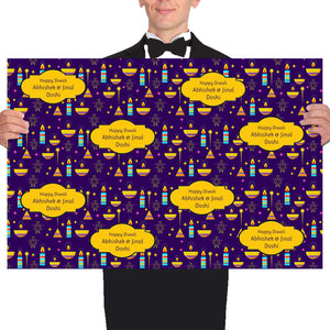 Personalised Happy Diwali Gift Wrapping Paper -Luminious Diwali Theme -10 Large Sheets Chatterbox Labels