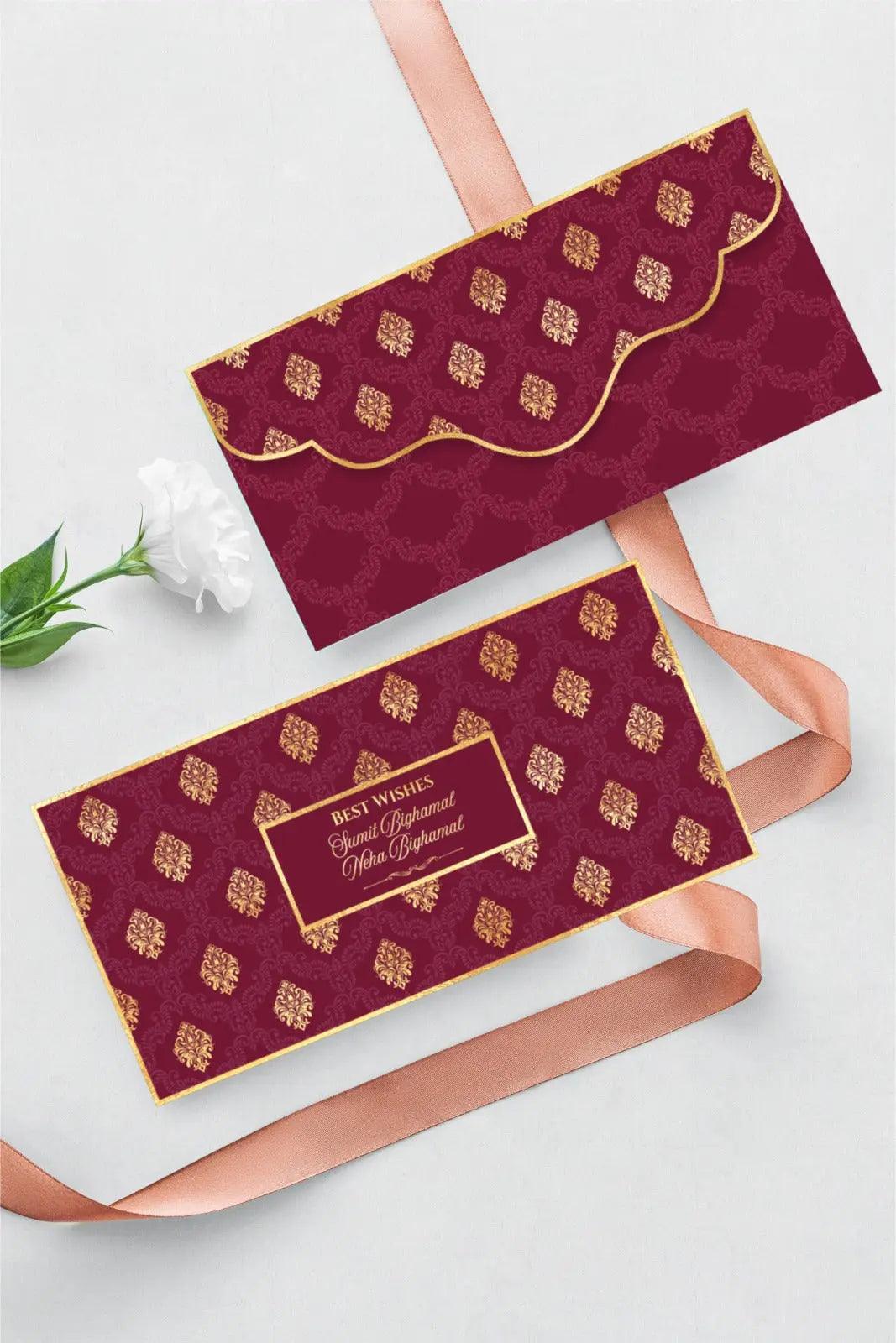 Luxe Money Envelopes- Elegant Crimson & Gold- Set of 20 Chatterbox Labels