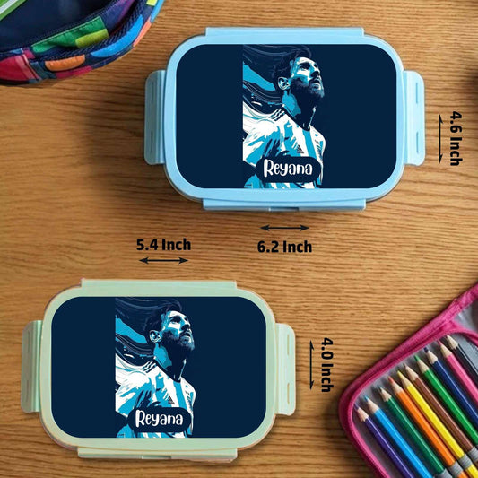 Custom Steel Snack Box & Lunch Box for Kids - Messi Design