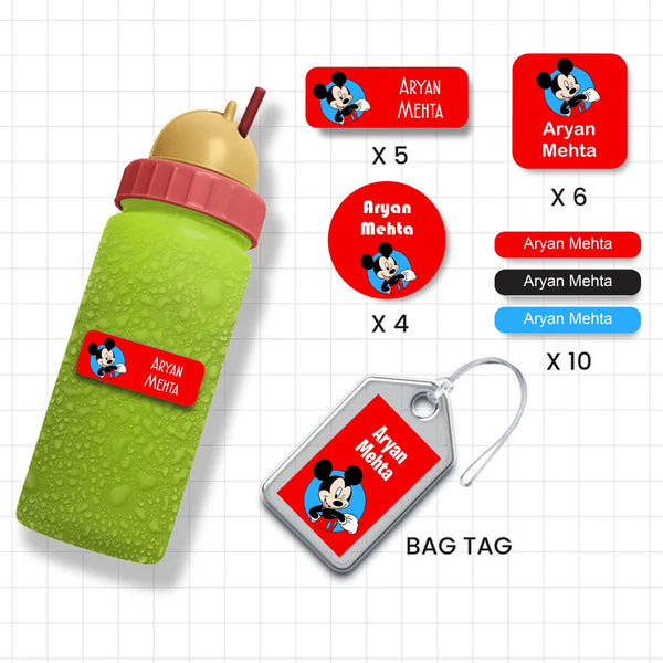 Assorted Shapes Waterproof Labels - Mickey Mouse Theme - Chatterbox Labels-Personalised Waterproof Stickers - Opaque