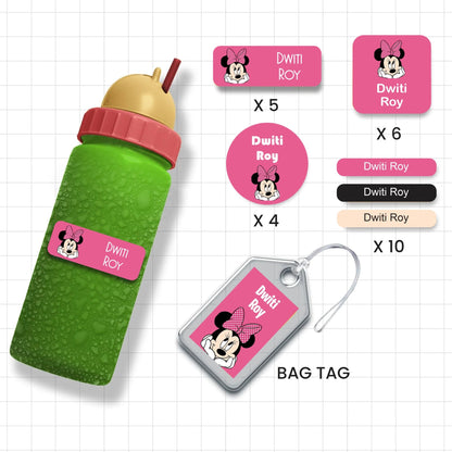 Assorted Shapes Waterproof Labels - Minnie Mouse Theme - Chatterbox Labels-Personalised Waterproof Stickers - Opaque