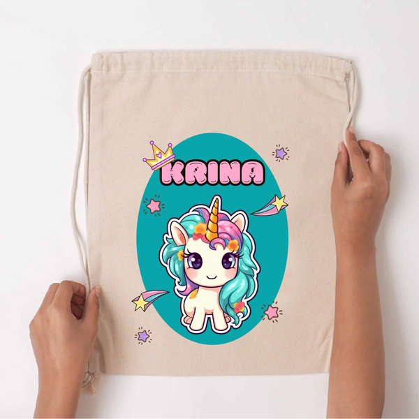 Custom Drawstring Bag - Magical Unicorn Chatterbox Labels