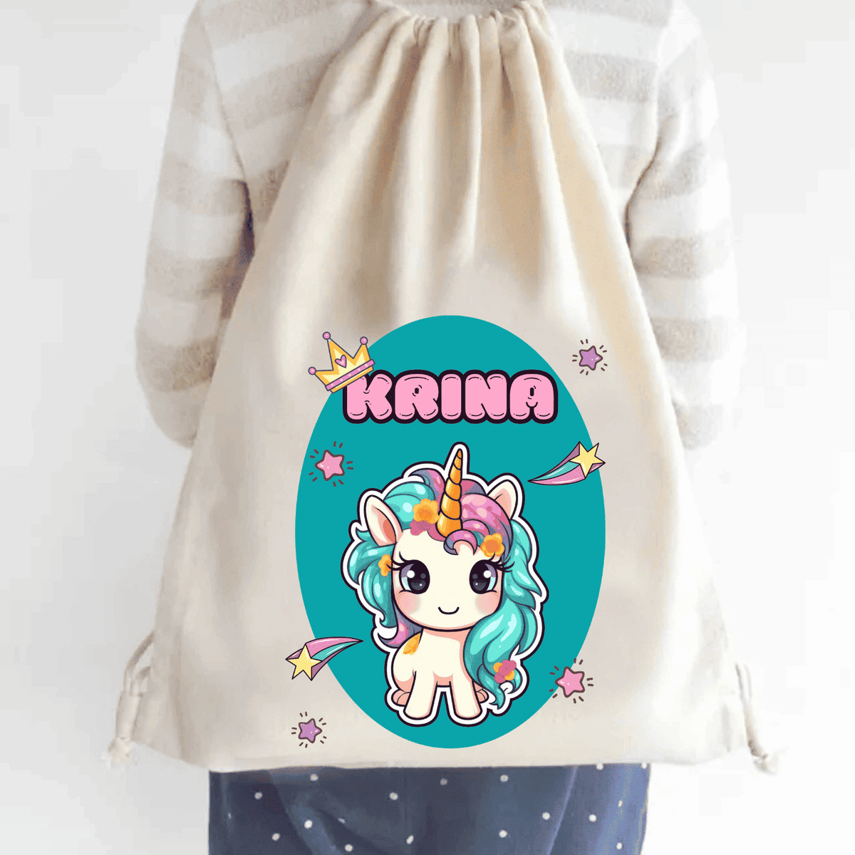 Custom Drawstring Bag - Magical Unicorn - Chatterbox Labels - Drawstring Bag
