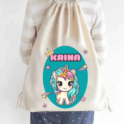 Custom Drawstring Bag - Magical Unicorn - Chatterbox Labels - Drawstring Bag