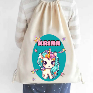 Custom Drawstring Bag - Magical Unicorn Chatterbox Labels