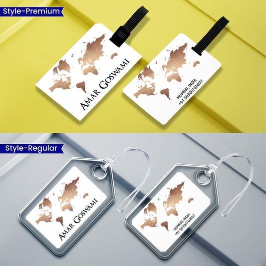 Personalized Luggage Tags - Golden Globe Design - Chatterbox Labels - Luggage Tags