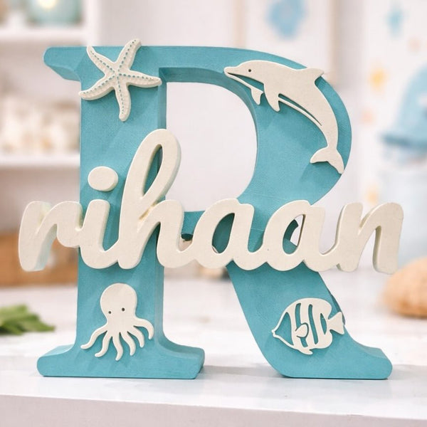 Marine Animals Theme Personalised 3D Printed Name Stand - Chatterbox Labels-3D Printed Gifts