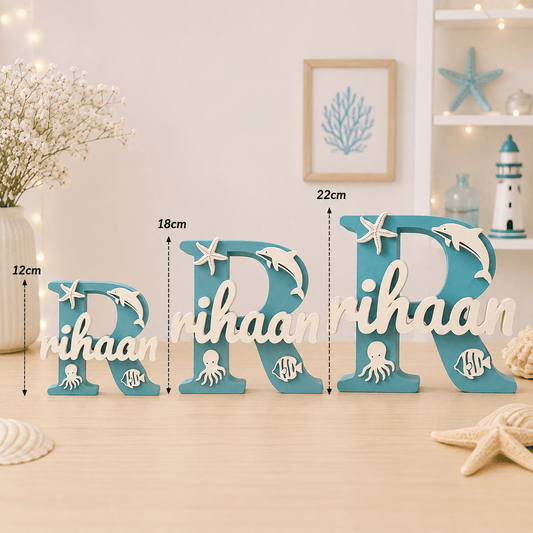 Marine Animals Theme Personalised 3D Printed Name Stand - Chatterbox Labels-3D Printed Gifts