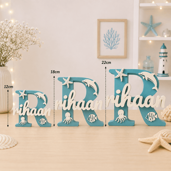 Marine Animals Theme Personalised 3D Printed Name Stand - Chatterbox Labels-3D Printed Gifts