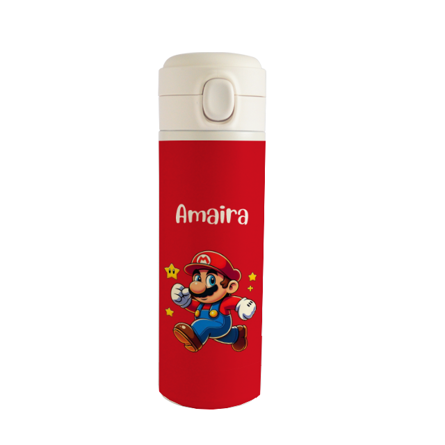 Personalised Stainless Steel Water Bottle -Mario Design