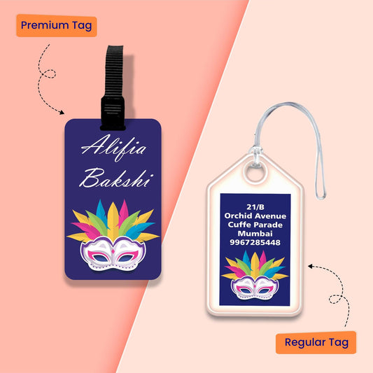 Personalized Bag Tags for Kids - Set of 5 - Masquerade Design - Chatterbox Labels - Bag Tags