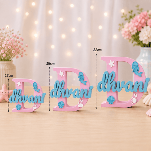 Mermaid Theme Personalised 3D Printed Name Stand - Chatterbox Labels-3D Printed Gifts