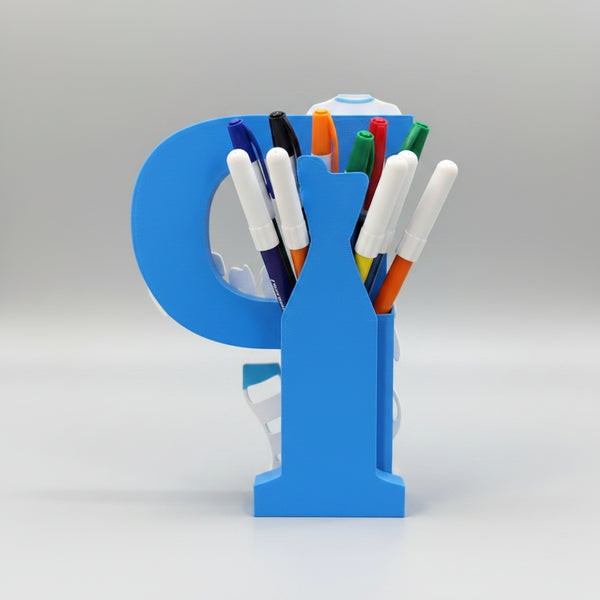 Personalised Name Stand & Pen Holder Football Messi Theme