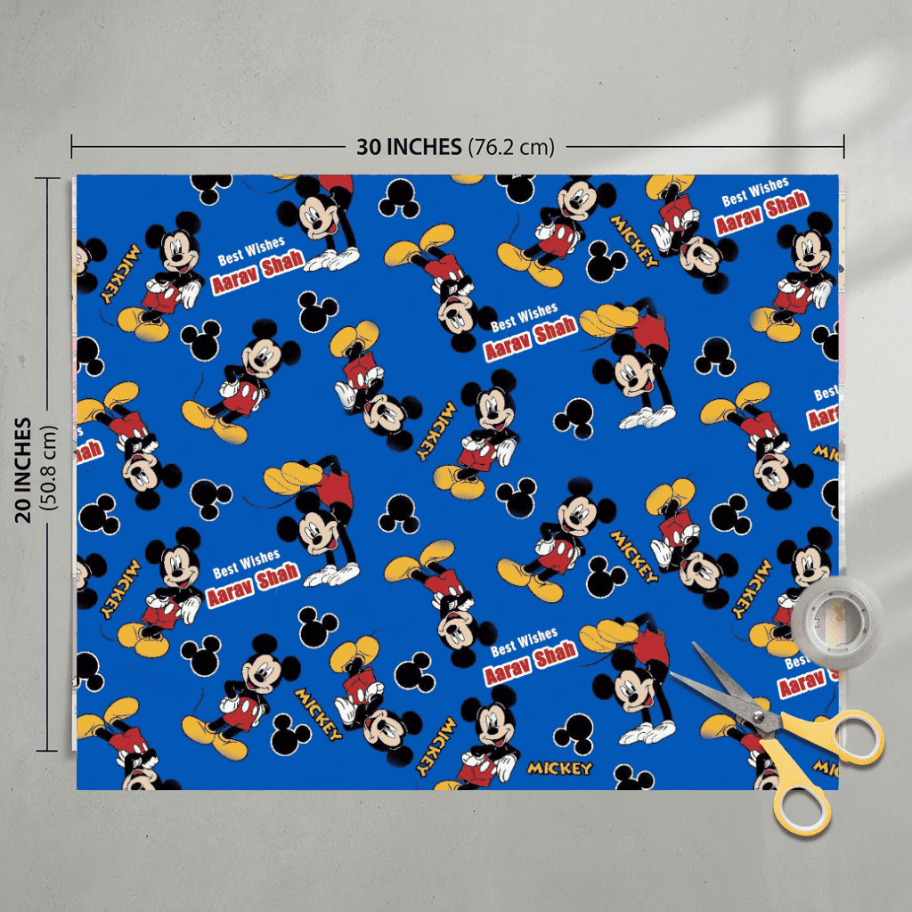 Custom Gift Wrapping Paper for Kids - Mickey Mouse - Chatterbox Labels - Wrapping Paper