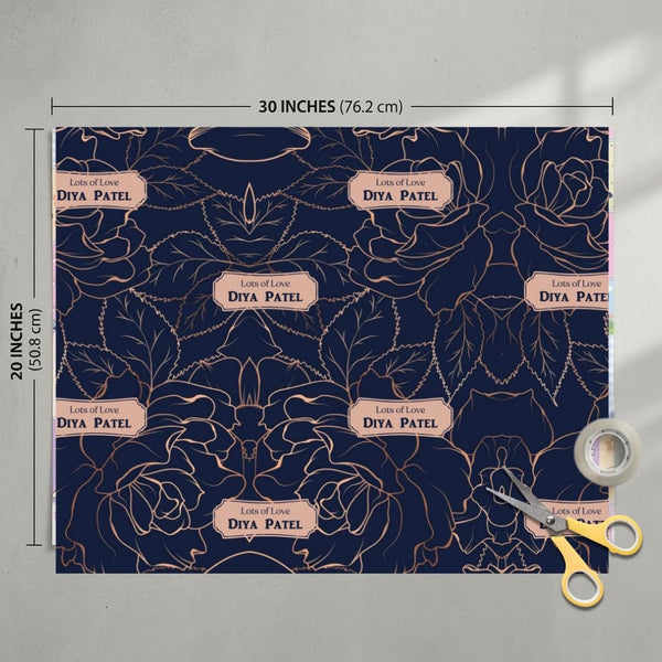 Custom Gift Wrapping Paper - Midnight Bloom Design - Chatterbox Labels - Wrapping Paper