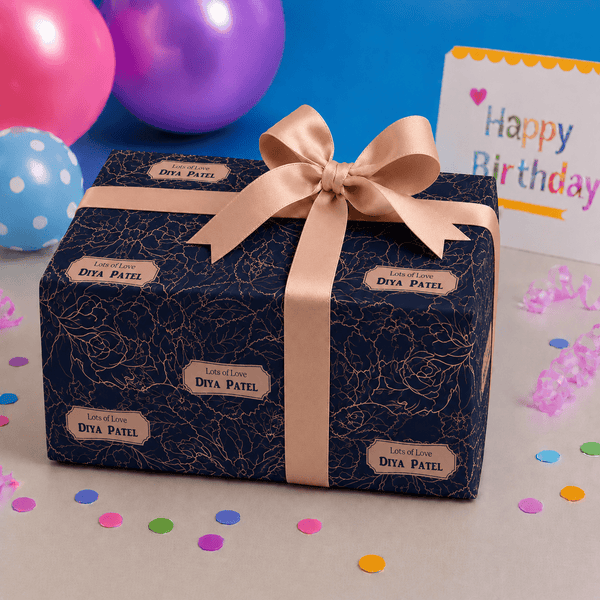 Custom Gift Wrapping Paper - Midnight Bloom Design - Chatterbox Labels - Wrapping Paper