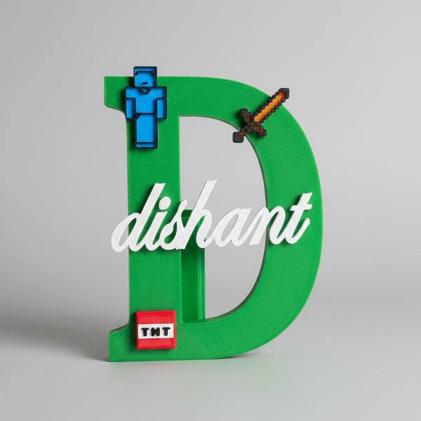 Personalised Name Stand & Pen Holder Minecraft Theme
