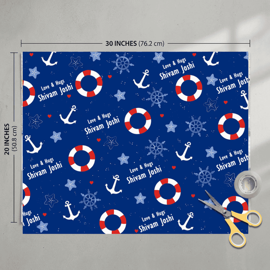 Custom Gift Wrapping Paper for Kids - Mini Mariners Design - Chatterbox Labels - Wrapping Paper